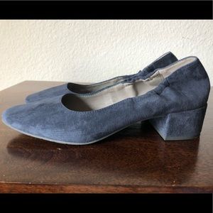 Eileen Fisher suede navy block heels